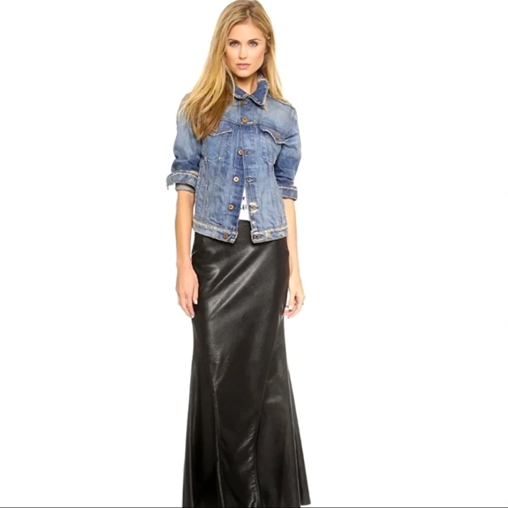 VAMPY VEGAN LEATHER MERMAID MAXI SKIRT - Picture 3 of 3